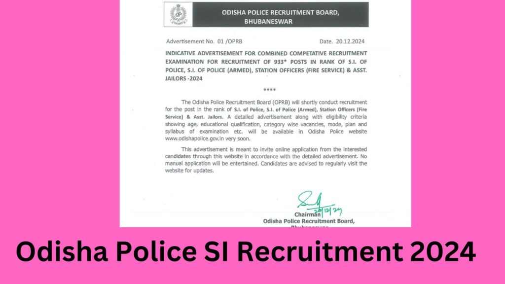 Odisha Police SI Recruitment 2024