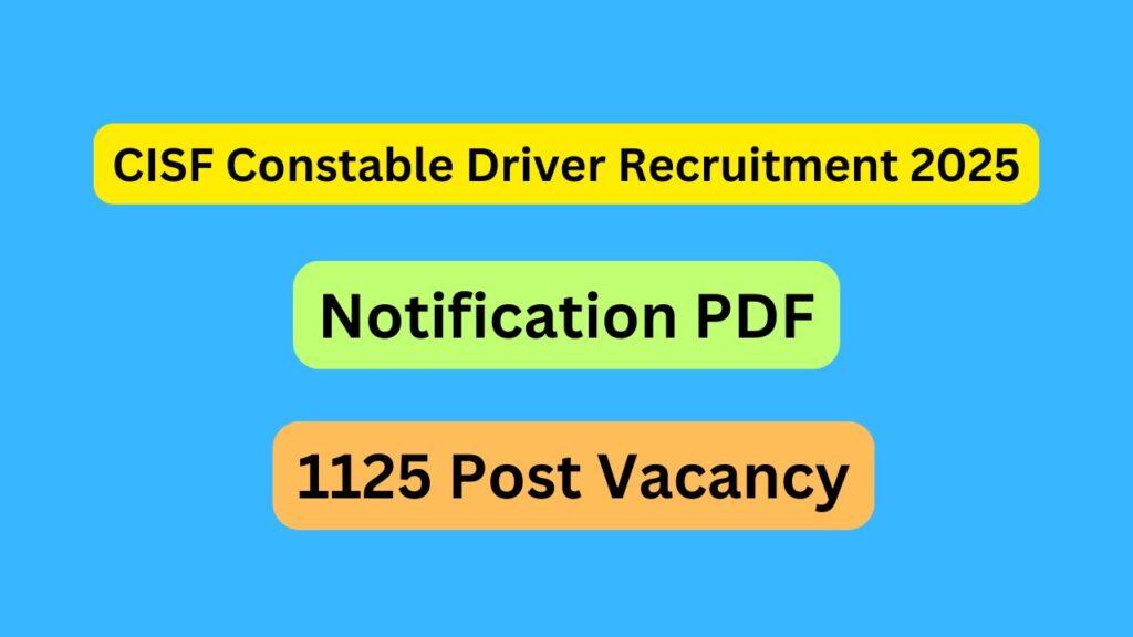 CISF Constable Driver Recruitment 2025