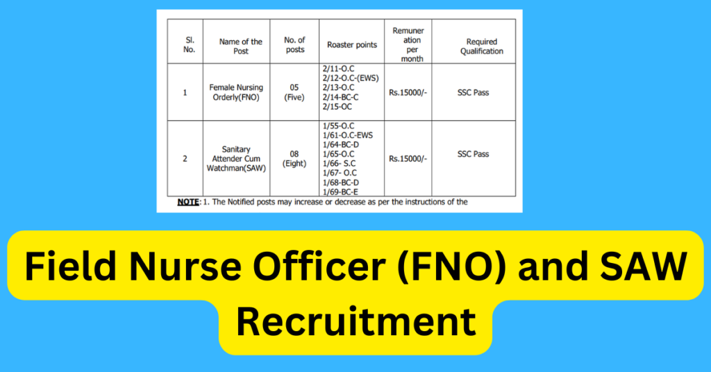 Field Nurse Officer (FNO) and SAW Recruitment